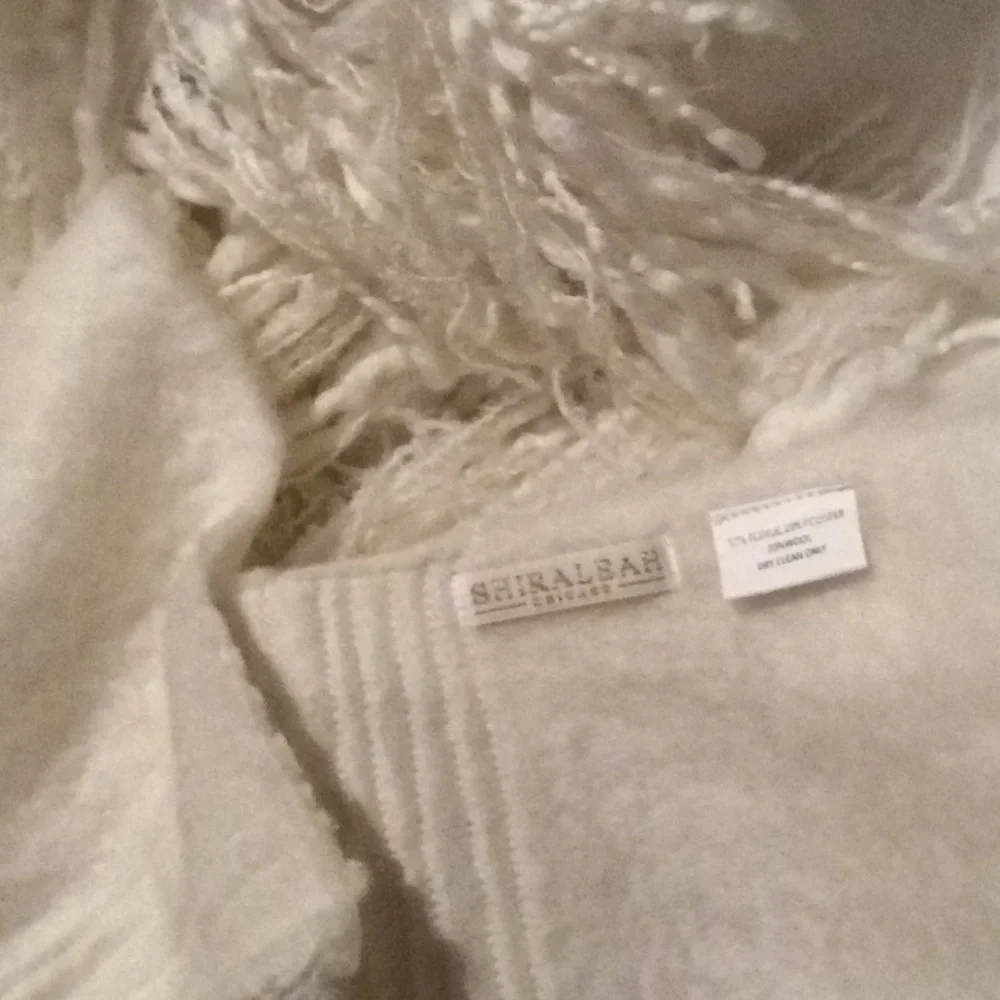 Shiraleah wool blend fringe white large throw blanket